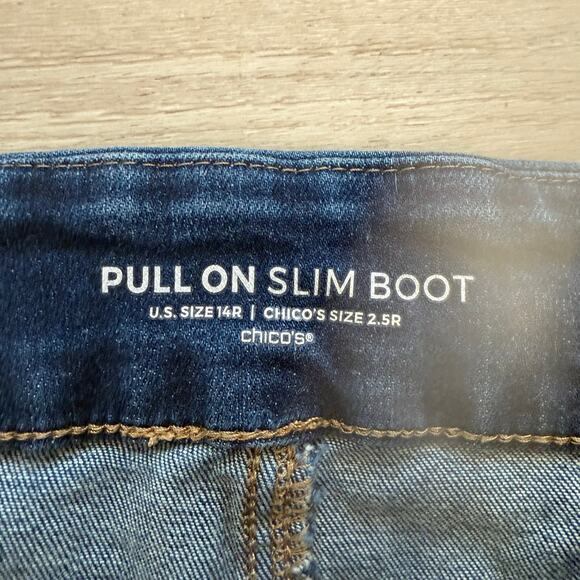 Chico's Women's Pull On Slim Boot Jeans High Rise Seamed Size 2.5R / 14R - Picture 7 of 7